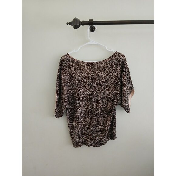 New York & Company  Womens M Leopard Animal Print Buttoned Cardigan Blouse Y2K - Picture 6 of 6